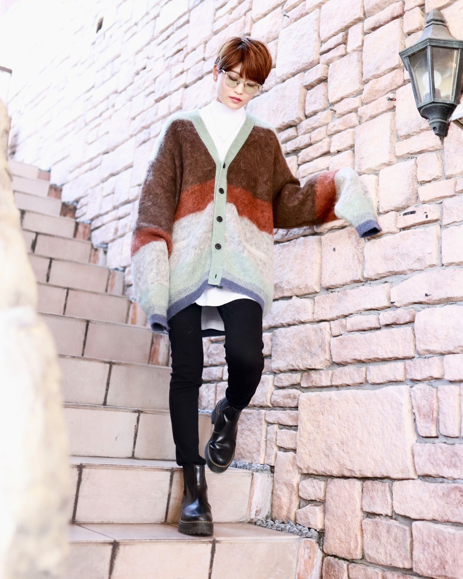 YOKE - ヨーク23AW MOHAIR BORDER CARDIGAN(YK23FW0571S)BROWN | MARK