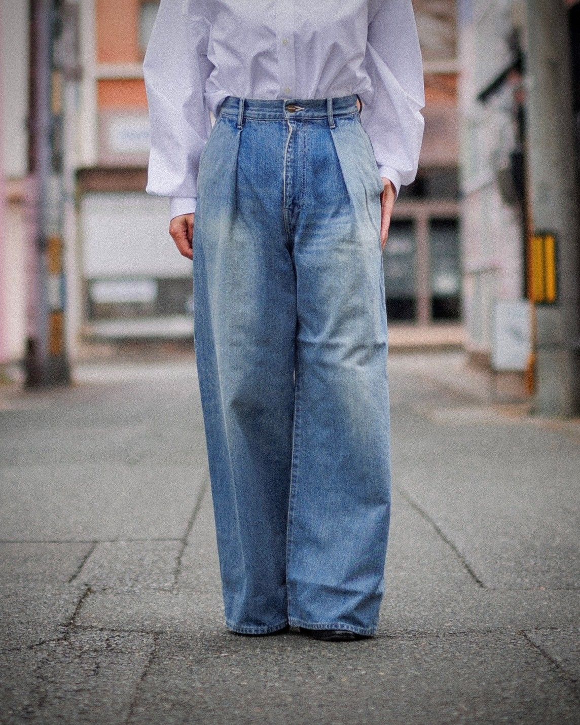 Graphpaper - Graphpaper Women's Selvage Denim Two Tuck Wide Pants