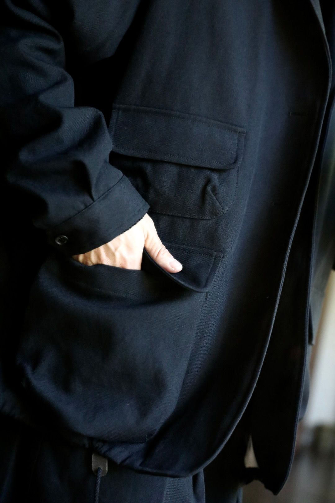 COMME des GARCONS HOMME ウールサージ縮絨ドローコードジャケット