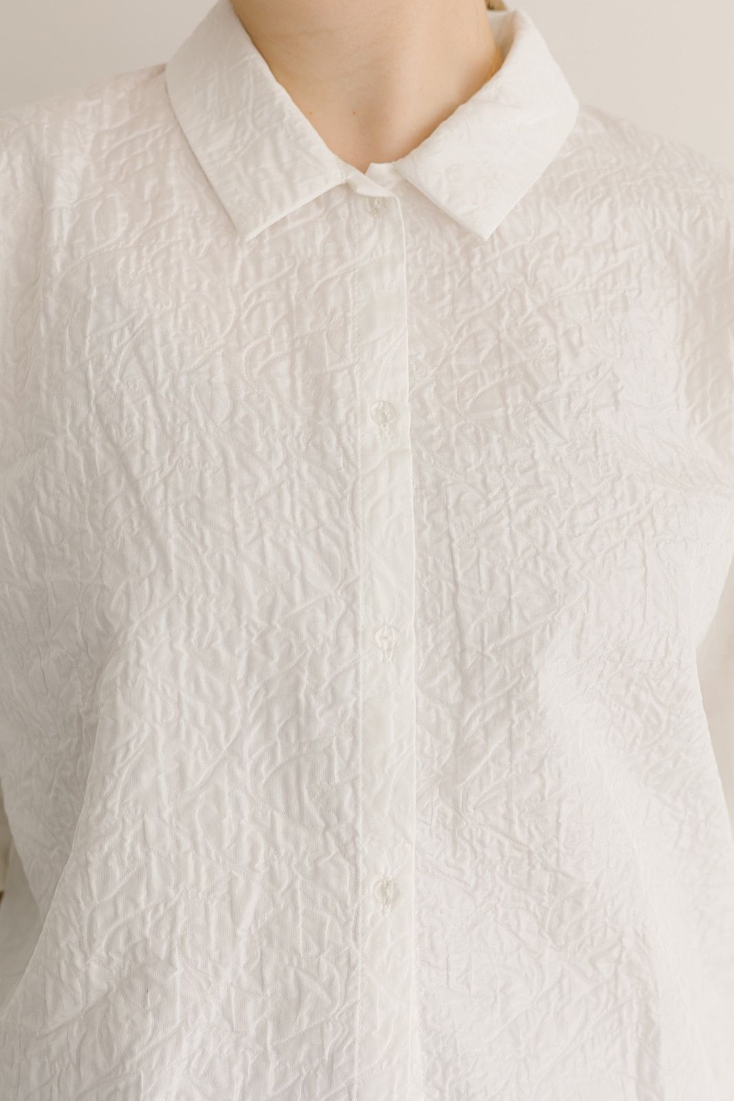 CAVEZA ROSSO - ジャカードタックスリーブブラウス (ホワイト) | Sir