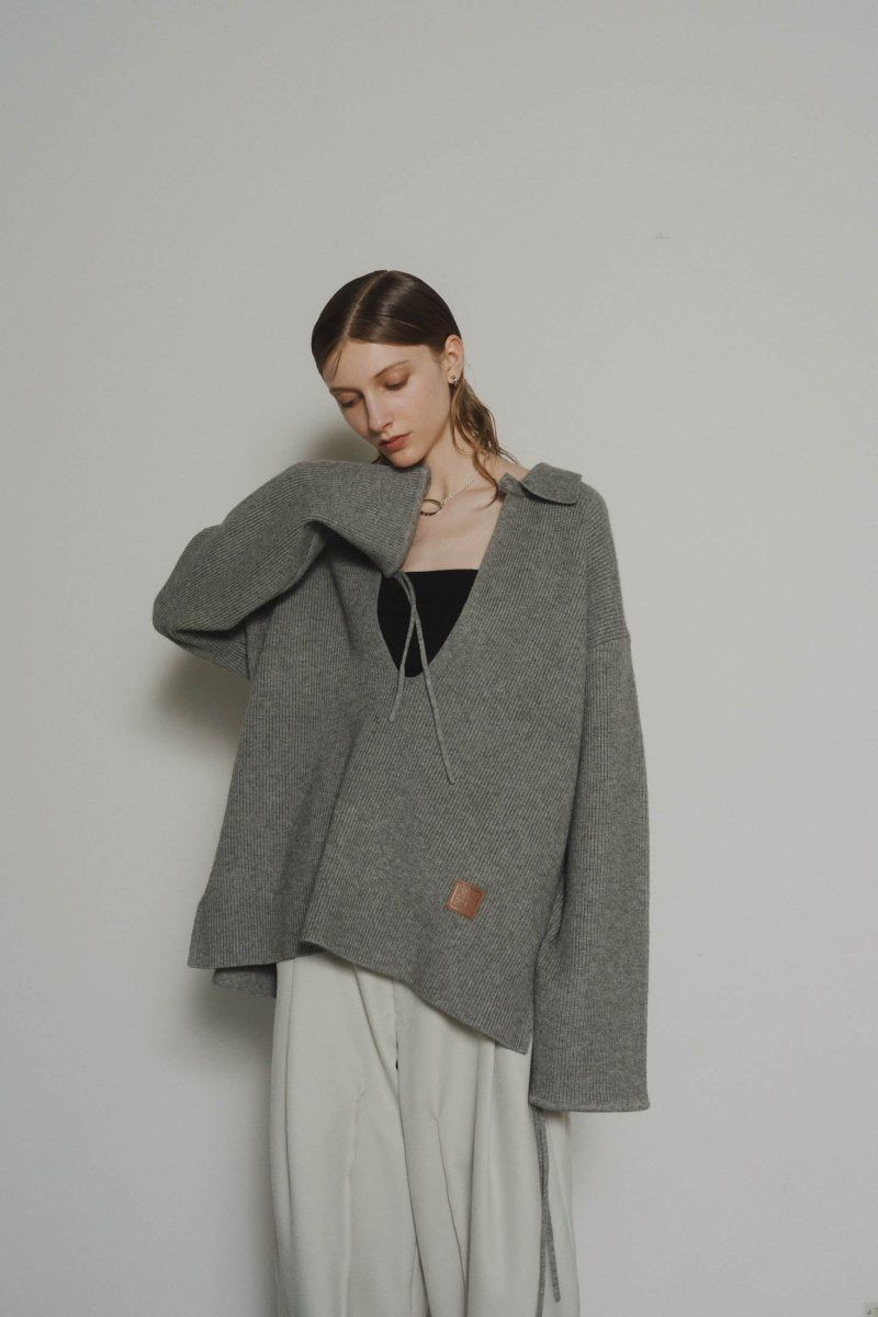 Knuth Marf - slit neck loose knit (unisex) / スリットネック ルーズ