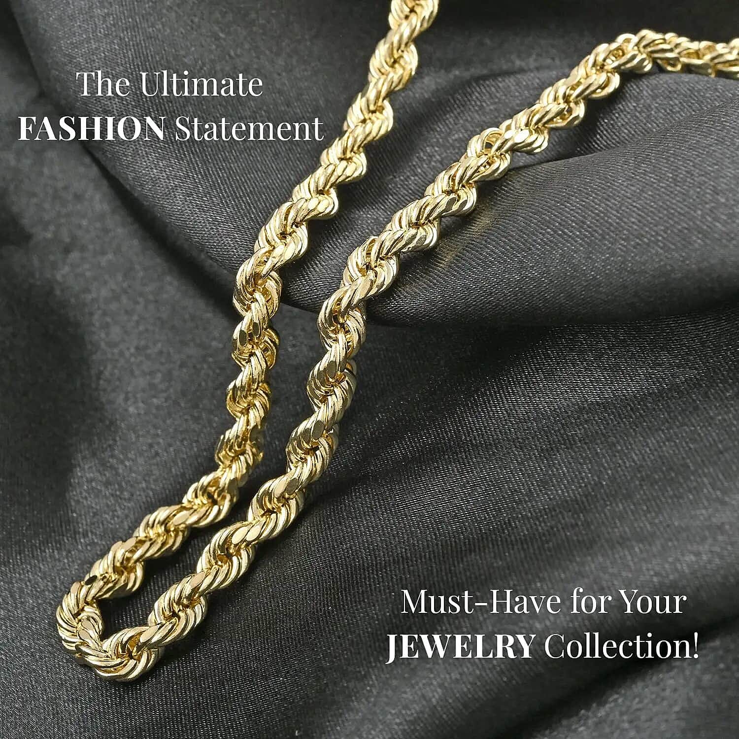 Buy 4mm Rope Chain Necklace in 10K Yellow Gold 24 Inches 7.90