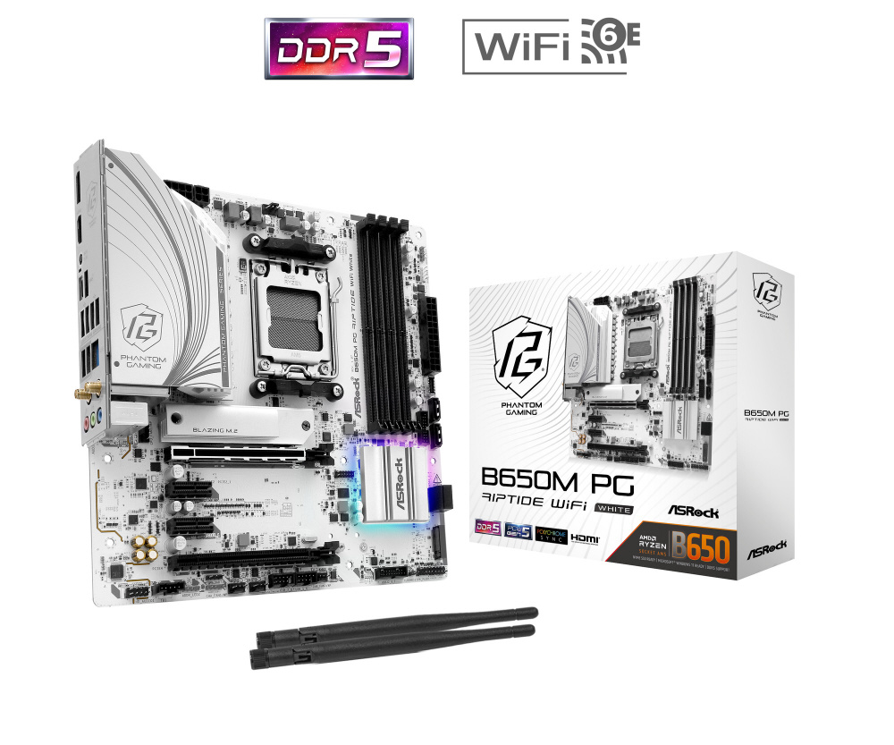 マザーボード(Socket AM5) B650M PG Riptide WiFi White ［MicroATX