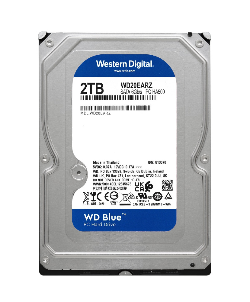 内蔵HDD SATA接続 WD Blue(64MB/5400RPM/CMR) WD20EARZ ［2TB /3.5