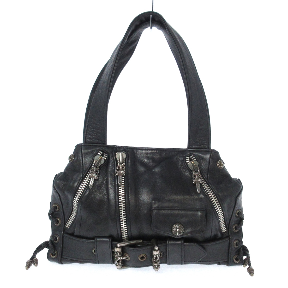 クロムハーツ/ショルダーバッグ/JJディーン/黒×シルバー/レザー×金属