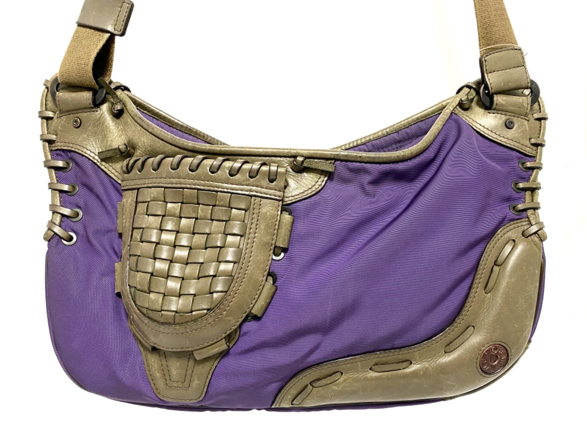 ヒカルマツムラザユニークバッグ/ショルダーバッグ/パープル×カーキ