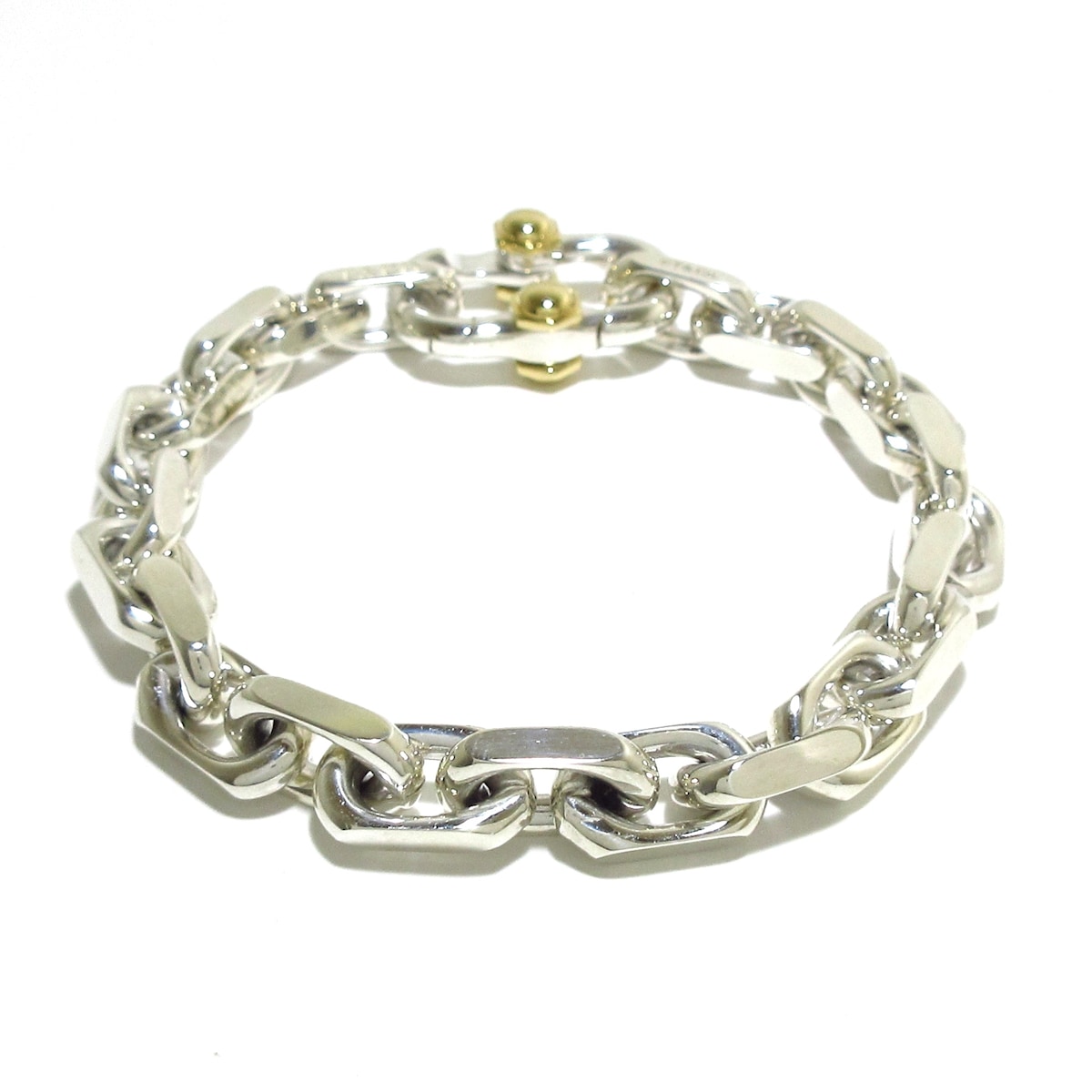 ティファニー/ブレスレット/メイカーズワイドチェーン/シルバー×K18YG