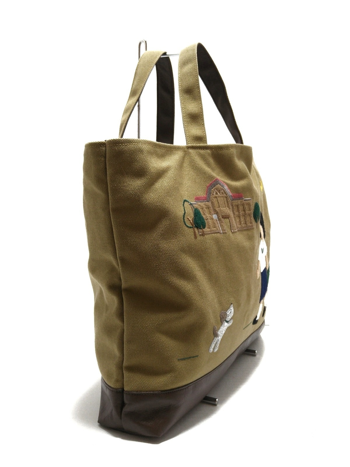 ファミリア/トートバッグ/グレーベージュ×ダークブラウン×マルチ