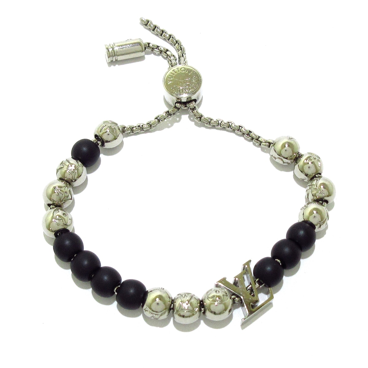 ルイヴィトン/ブレスレット/ブラスレ・モノグラム ビーズ/シルバー×黒