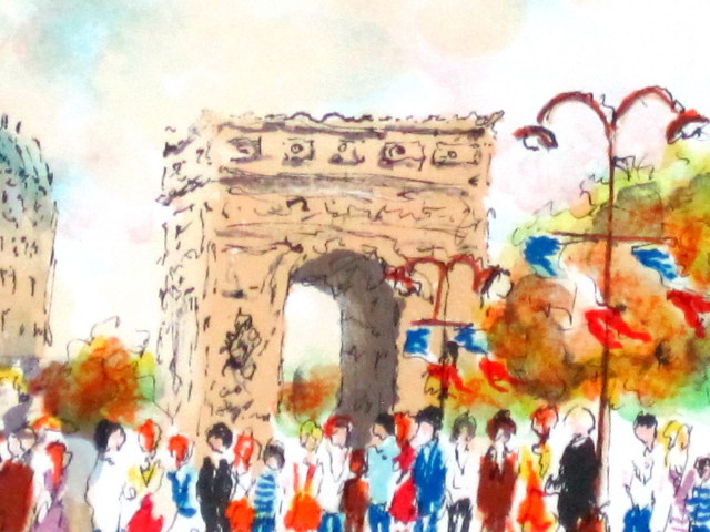 フランス風景画・ウシエ「パリ」 リトグラフ・絵画専門店ムナイ