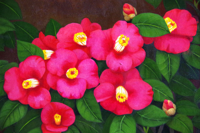 絵画専門店munay（ムナイ）・椿の絵・志村好子「椿」（赤色）F4