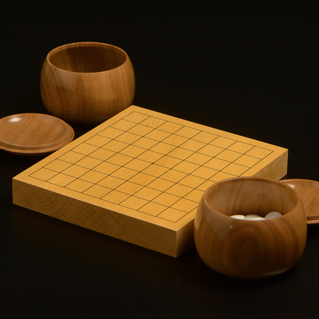 囲碁セット 木製ボウル付き 囲碁セット 13路19路両用新かや1寸卓上碁盤