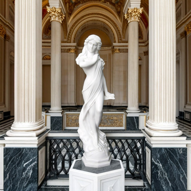 天然大理石を彫刻した石像で、月の女神をモチーフにして製作した石像を