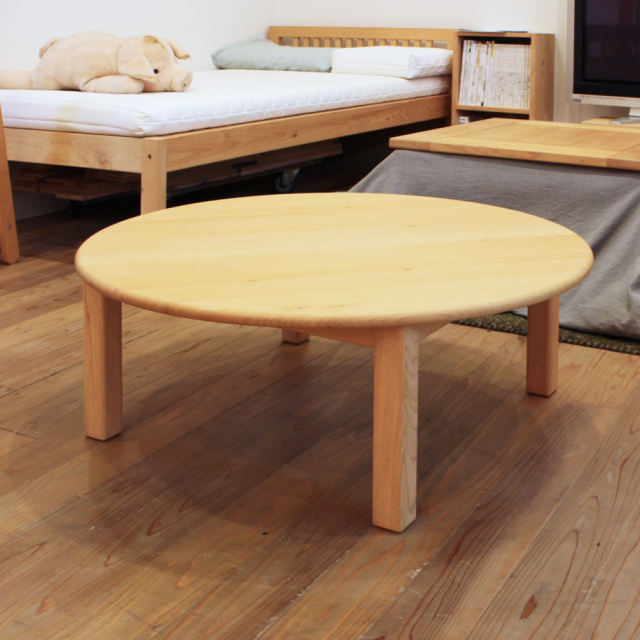 円卓 丸ローテーブル 90 四本脚 シンプル おしゃれ 木製 丸座卓