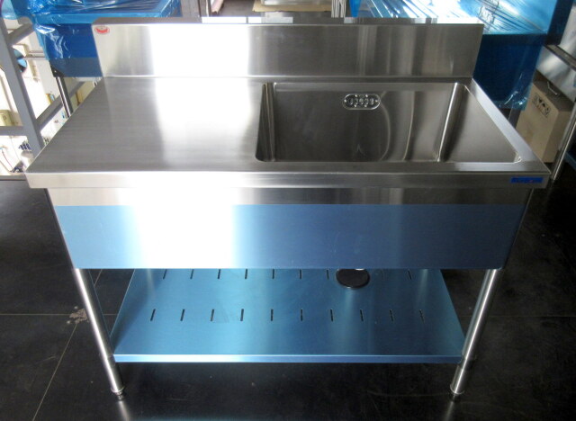 未使用品 マルゼン 1槽台付シンク W1070×D600×H800mm バックガードH150