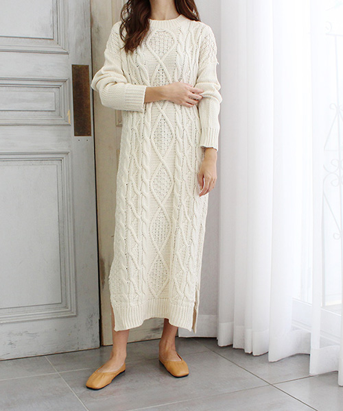 SALE】ケーブルニットワンピース/3カラー