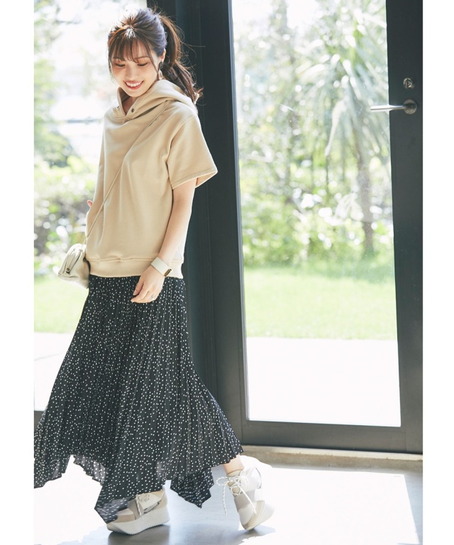 マシェリコラボ》アコーディオンプリーツドットスカート