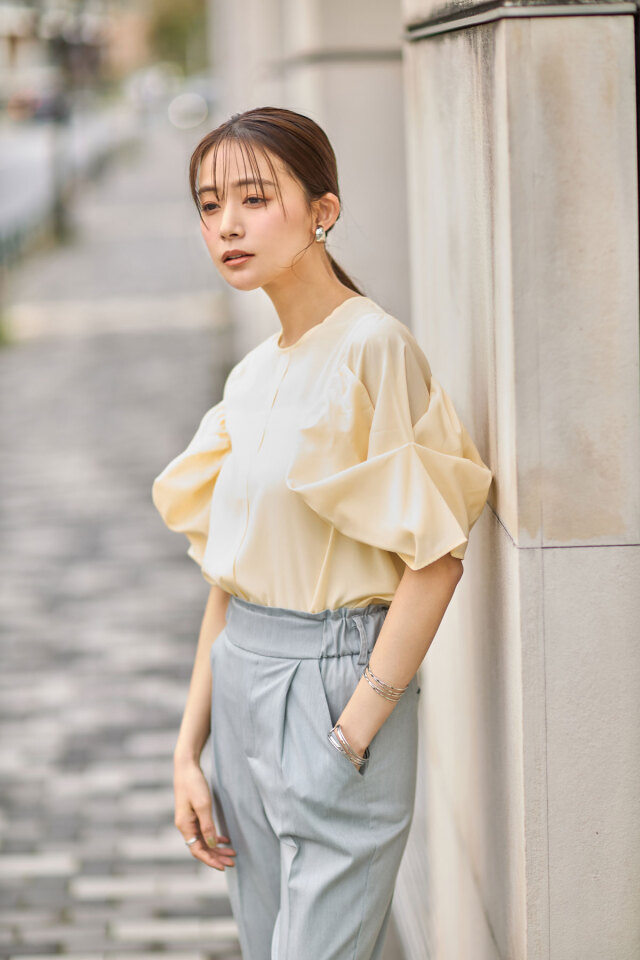 タックスリーブシャイニーブラウス
