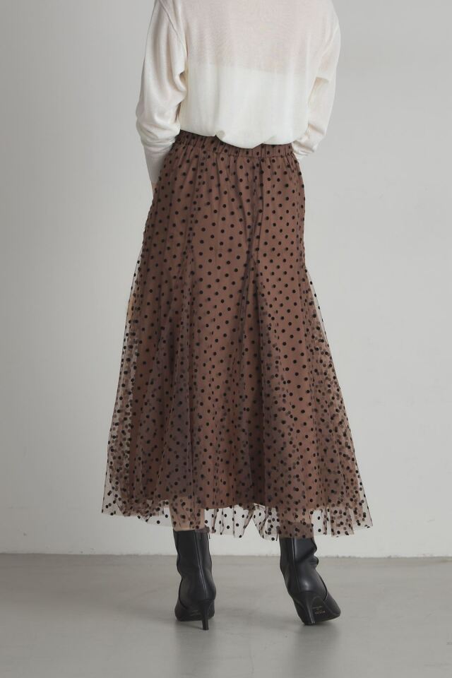 フロッキードットチュールスカート