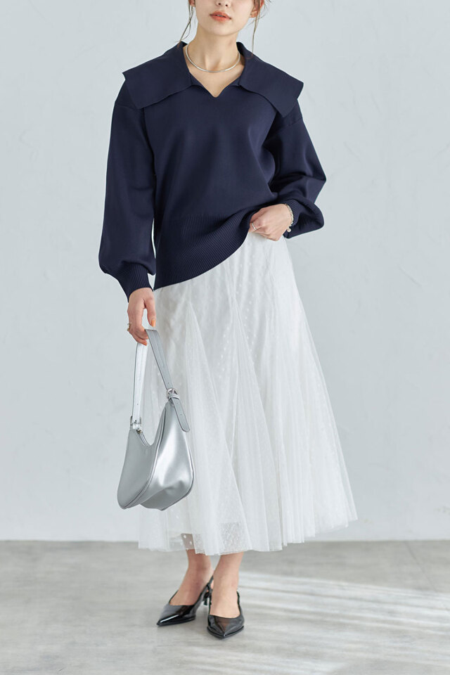 ビッグカラーニットプルオーバー