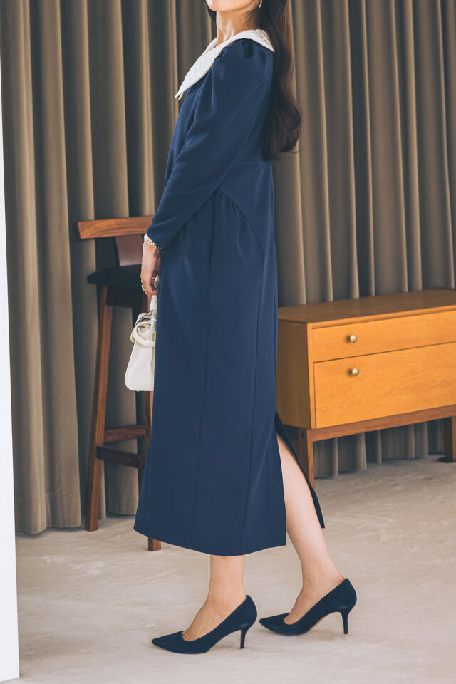 mana maruyamaさんコラボ】レースカラーコクーンワンピース