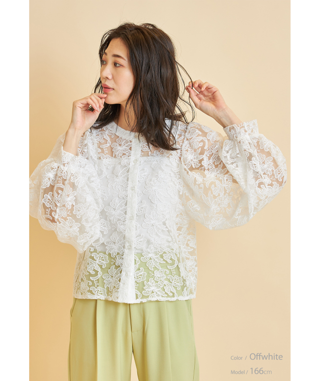 前後2WAYフラワージャガードブラウス※一部店舗のみ入荷