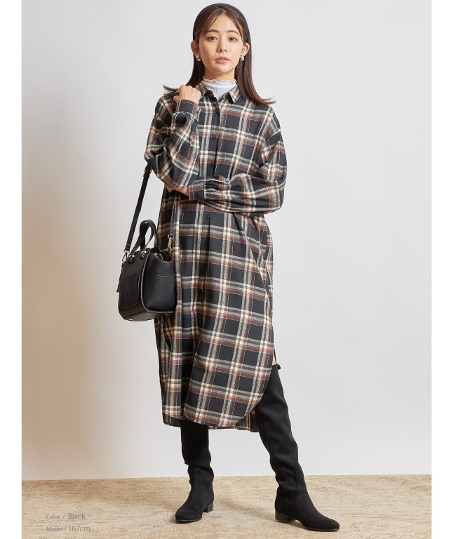 ロングチェックシャツ※一部店舗のみ入荷