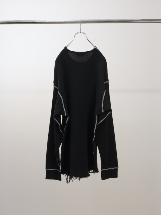 ANCELLM DAMAGE WAFFLE CREW LS T-SHIRT BLACK 2025AW 通販ページ