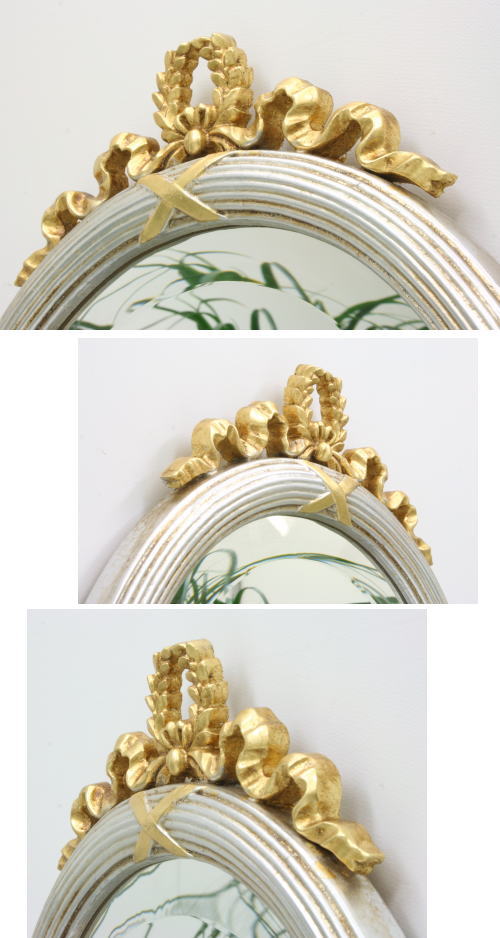 ミラー 鏡 Fa6450-350 銀の楕円形ミラー アンティークミラー 壁掛けミラー