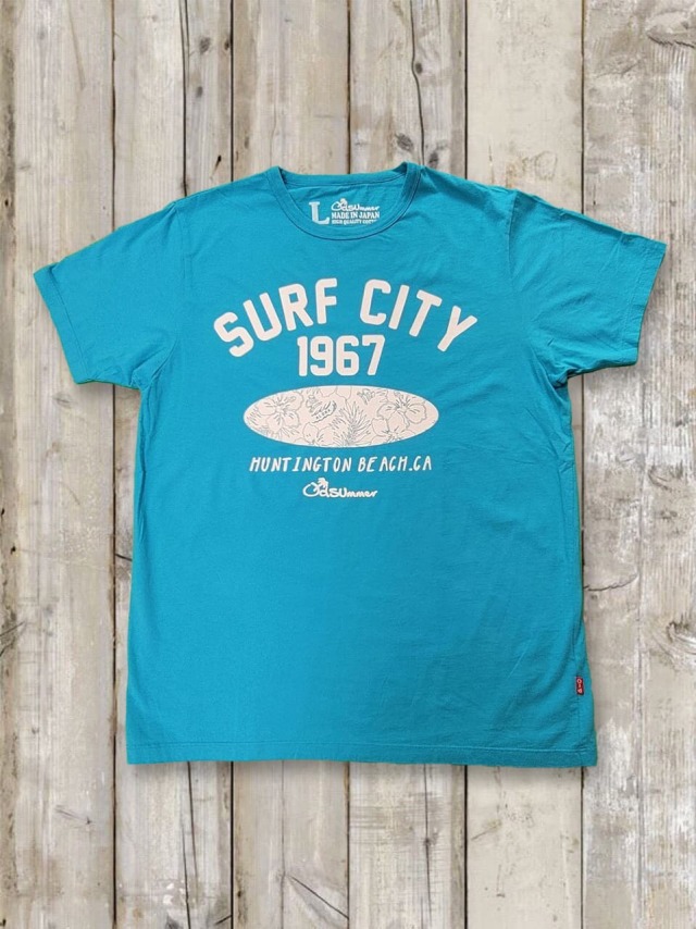 クルーネックTシャツ(SURF CITY) 水色