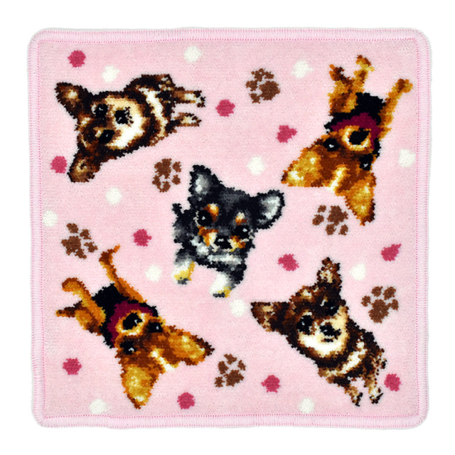 Enjeau(アーンジョー)：チワワ(ピンク) ハンカチ ※ネコポス便発送