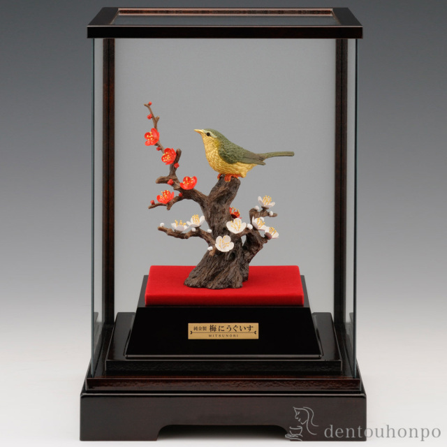 送料無料】 純金 梅にうぐいす 彩色 15g / 高級 コレクション 美術品