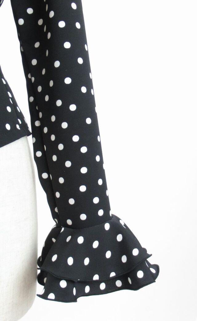 フラメンコ衣装 ブラウス 黒 水玉