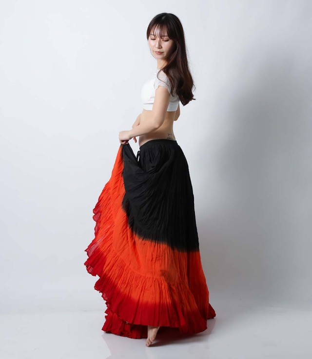 25ヤードスカートD25T-10コットン(黒/オレンジ/赤)（black/orange/red