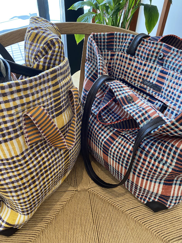 麻バッグ 2WAYトートバッグ（小） 『チボリ公園のチェック柄』