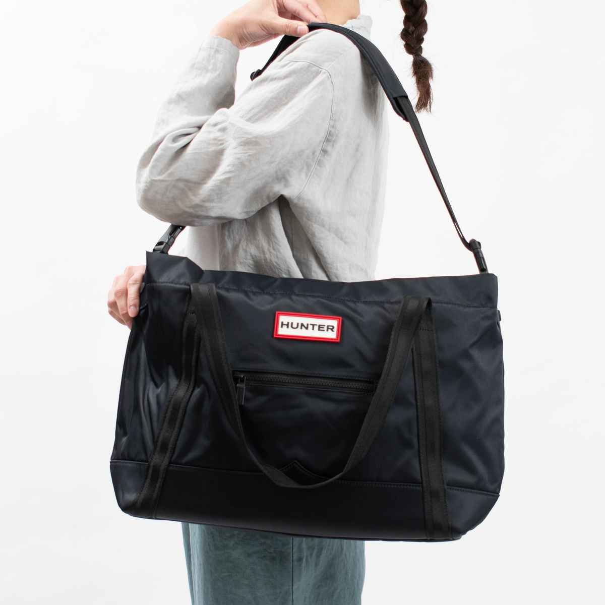 HUNTER ナイロンラージトップクリップトートバッグ｜ナチュラル