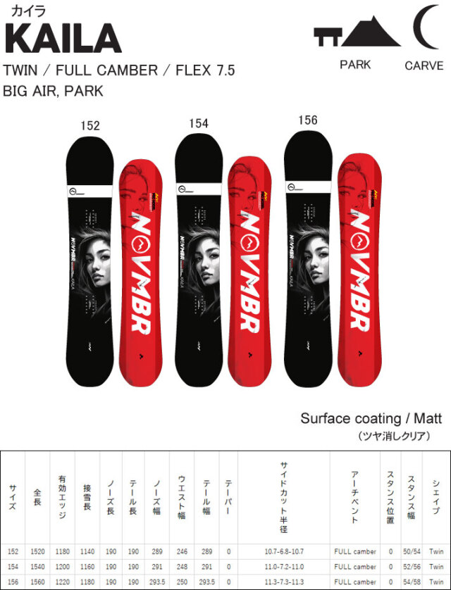 NOVEMBER 19-20 KAILA156cm ボードカバー付き NOVEMBER 19-20