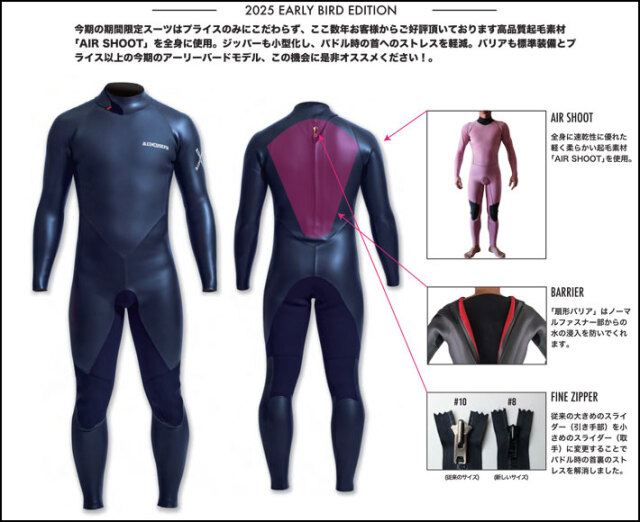 2025 AIDENTIFY ウェットスーツ セミドライ フルスーツ EARLY BIRD