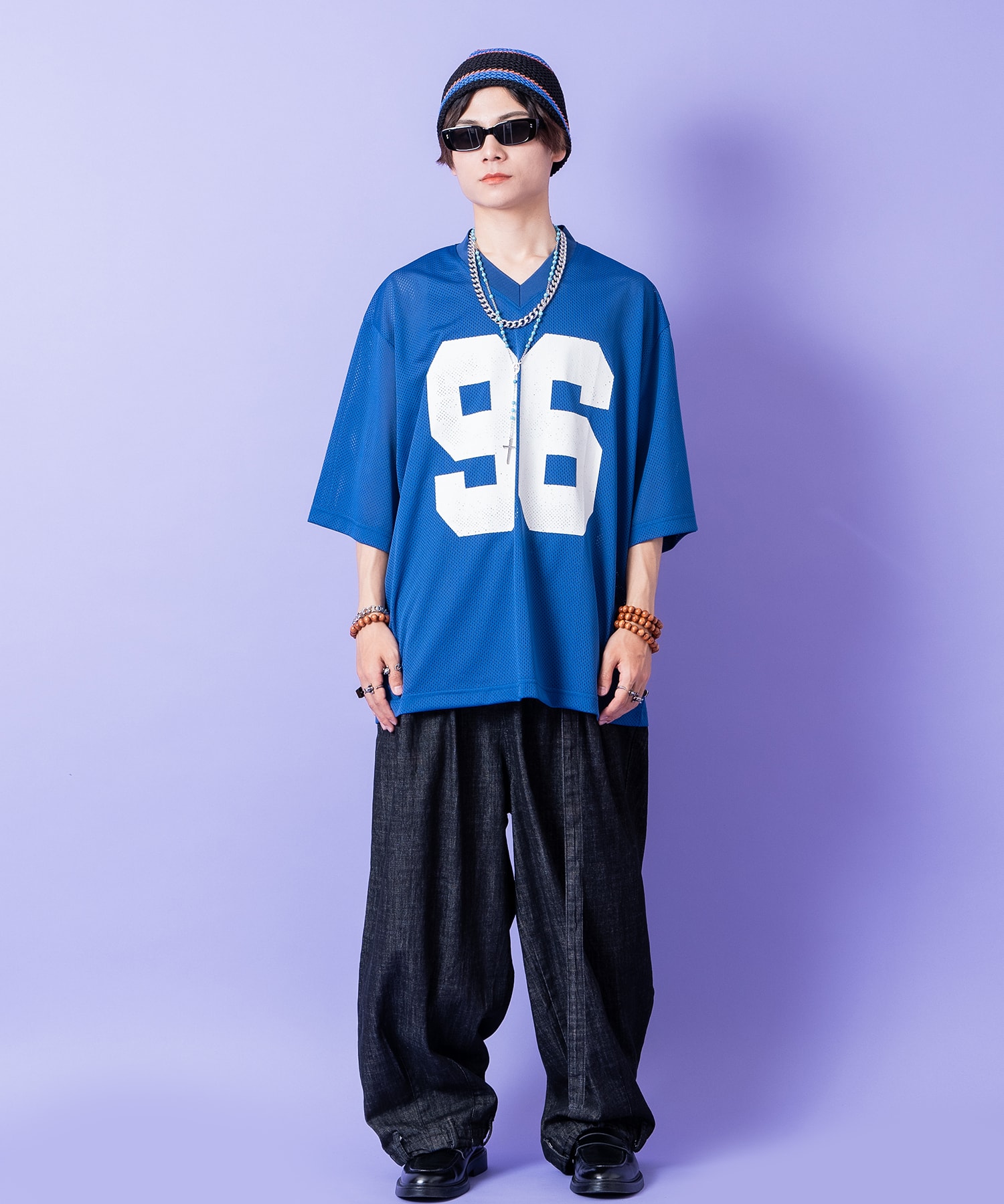 ナンバリングプリントオーバーサイズメッシュゲームシャツ / 半袖