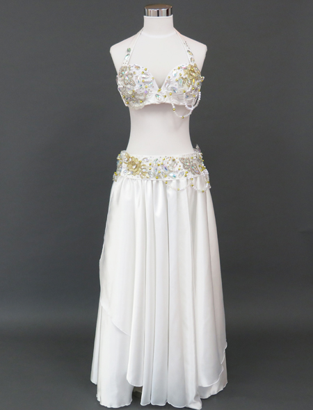 ベリーダンス衣装】気品溢れるホワイト！美しく舞い踊る着心地抜群！白