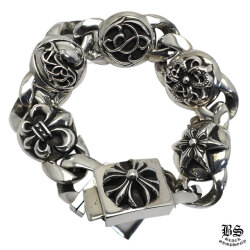 クロムハーツ3ボタン2スナップブレスレットマルチボタンブラック