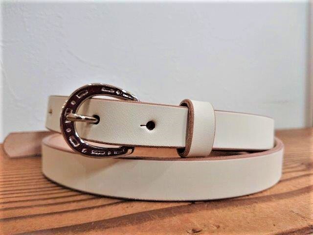 ナローベルト 栃木レザー 20mm【ホワイト】剣先40cm ロングタイプ
