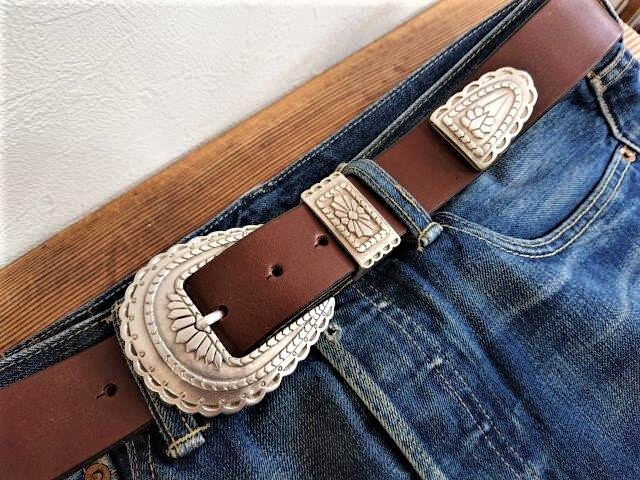 IVAN3ピースバックル付き 栃木レザーウエスタンベルト36mm【IVAN