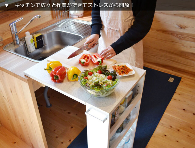 キッチン作業台 折りたたみできるキャスター付きバタフライテーブル