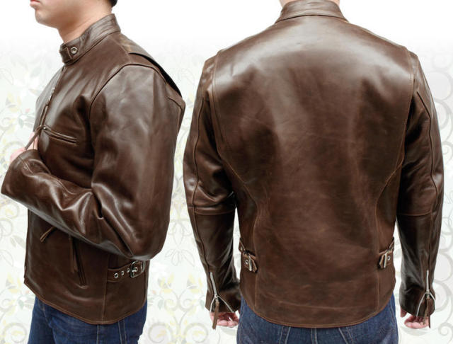 牛革 シングルライダースジャケット メンズ ブラウン XS/S/M/L/LL/3L