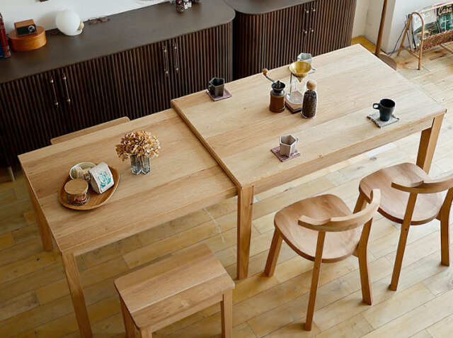 伸長式ダイニングテーブル Aki(アキ) 幅130/216cm｜北欧・ヴィンテージ