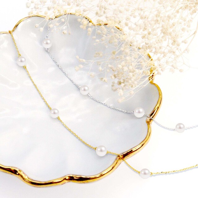 アンクレット あこや本真珠 パール 5珠 ステーションアンクレット K18