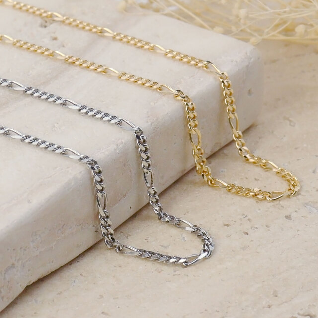 ネックレス チェーン フィガロ 幅 2mm pt850 プラチナ 約 7.28g 長さ