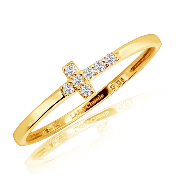 リング 指輪 ダイヤモンド 7石 0.05ct パヴェ クロス K18 ゴールド 18