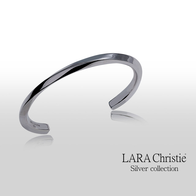 バングル メンズ シンプル ひねり デザイン シルバー925 [ BLACK Label